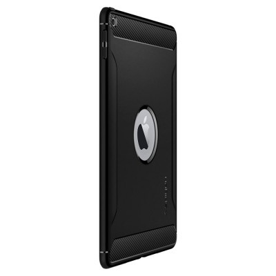 Capa preta para telemóvel com recorte redondo mostrando logotipo Apple