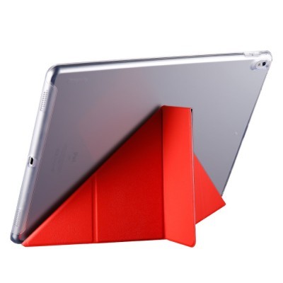 Tablet com capa vermelha de suporte triangular