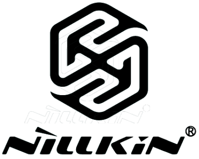 Logótipo da marca Nillkin em preto com símbolo geométrico e texto sobre fundo branco