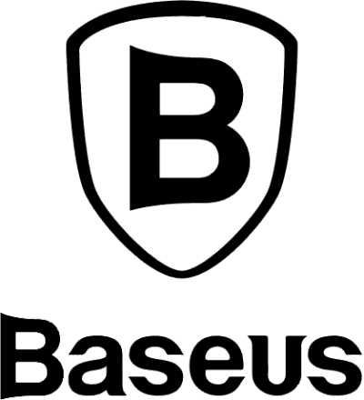 Logotipo preto da Baseus com escudo e letra B sobre fundo branco