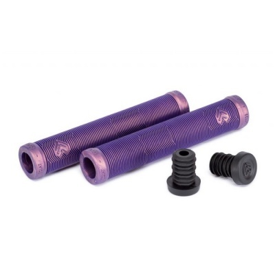 Punhos para guiador roxos com tampões pretos