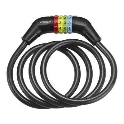 Cadeado de cabo preto com combinação numérica colorida