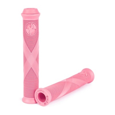 Punhos cor-de-rosa para guiador com padrão de linhas e logo de estrela