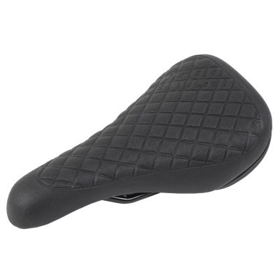 Selim de bicicleta preto com padrão de diamante