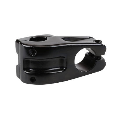 Suporte metálico preto com orifícios e parafusos