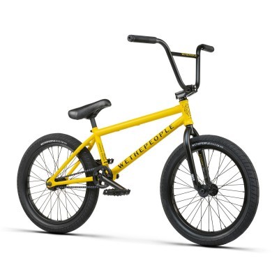Bicicleta BMX amarela WETHEPEOPLE com detalhes pretos
