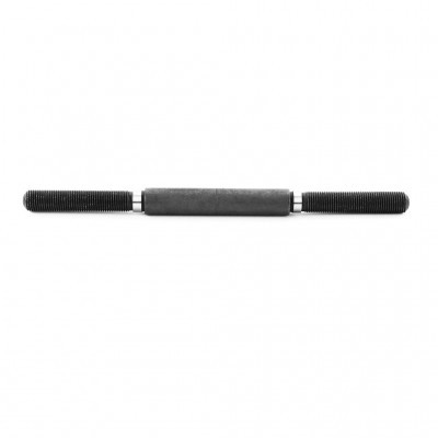 Barra metálica preta com roscas nas extremidades e parte central lisa