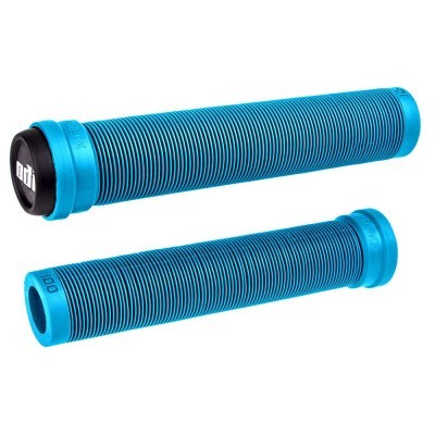 Punhos para bicicleta em borracha azul com texto ODI