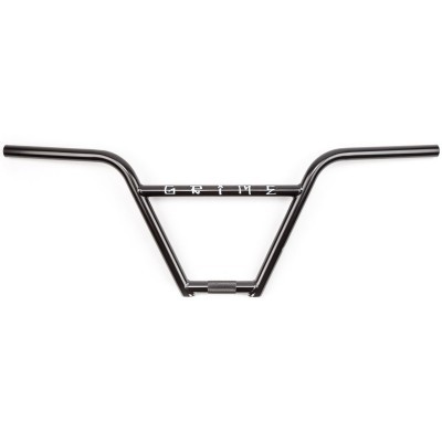 Guiador de bicicleta BMX preto com texto GRIME