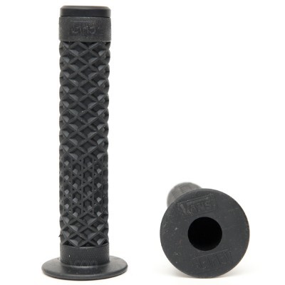 Punhos de borracha preta texturizada para bicicleta ou mota com textos ODI e Ruffian