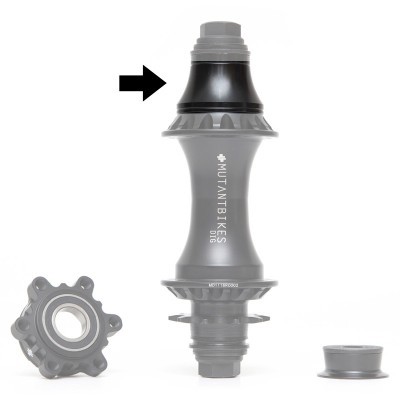 Cubo de bicicleta Mutiantbikes 018 em preto e cinza com peças separadas em fundo branco