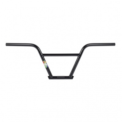 Guiador de bicicleta BMX preto em metal com autocolante colorido