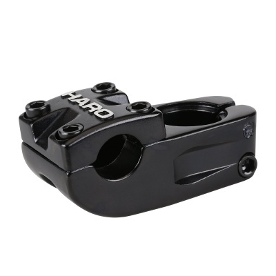 Suporte de guidão preto para bicicleta com parafusos e texto HARO