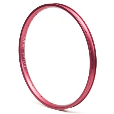 Aro vermelho metálico para bicicleta com furos para raios