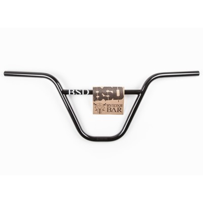 Guiador de bicicleta BMX preto com etiqueta e autocolantes