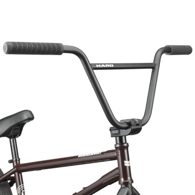 Guidão preto de bicicleta BMX com punhos texturizados e logótipo HARO