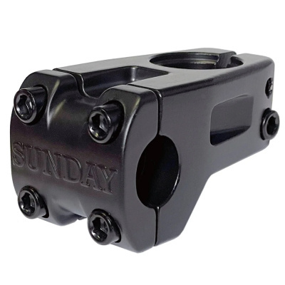 Suporte de guiador preto metálico com parafusos e gravura SUNDAY