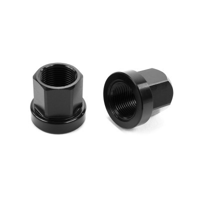 Porcas de roda pretas em metal com rosca interna
