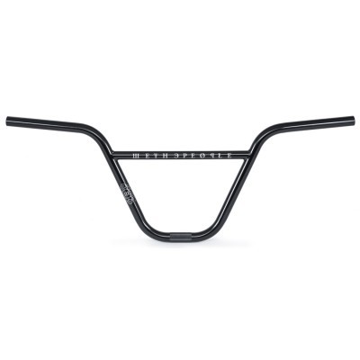 Guiador preto para bicicleta com texto branco METH PRO 11 e KINK