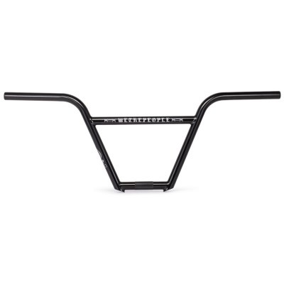 Guiador de bicicleta BMX preto com texto branco