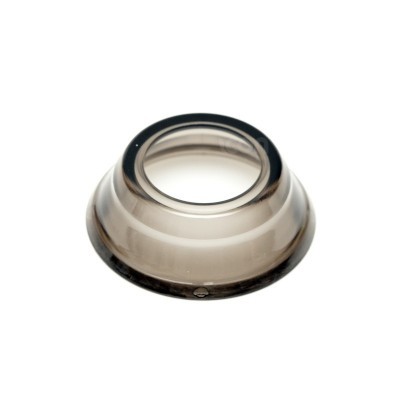 Anel circular transparente em cinza fumado em fundo branco