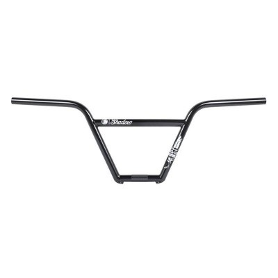 Guiador de bicicleta BMX preto com texto branco Shadow