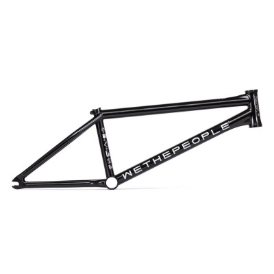 Estrutura de bicicleta BMX preta com inscrições WETHEPEOPLE e SUBTYPE