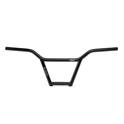 Guiador preto para bicicleta com texto SALT em branco