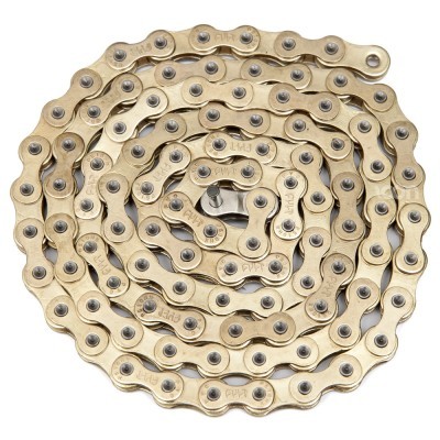 Corrente de bicicleta dourada em espiral