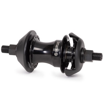 Cubo de roda de bicicleta preto com texto SALTPLUS