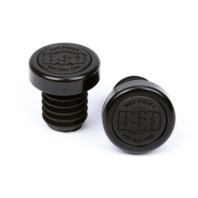 Tampões pretos para guiador de bicicleta com texto gravado