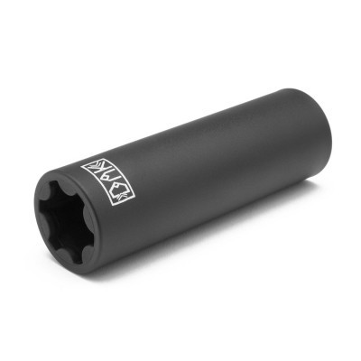 Soquete preto de metal fosco com texto branco DAK