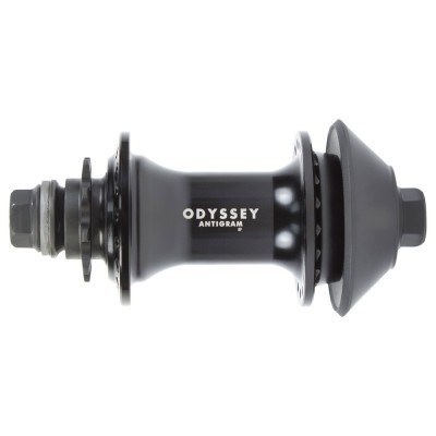 Cubo de bicicleta preto com texto ODYSSEY ANTIGRAM no corpo central