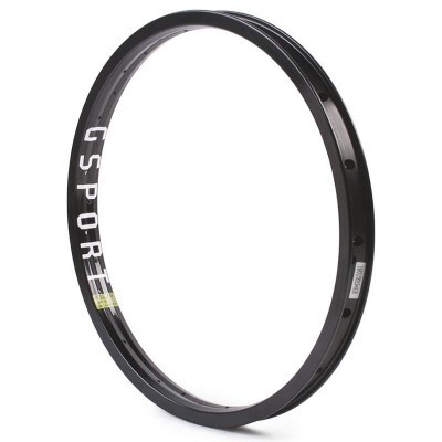 Roda preta para bicicleta com inscrição GSPORT