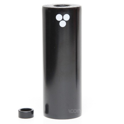 Cilindro preto com tampa removível e três círculos brancos no topo