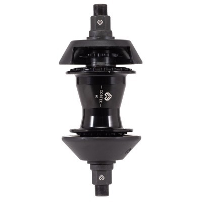 Eixo de bicicleta BMX preto com texto Cortex e símbolos de coração