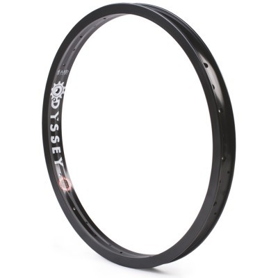 Aro de bicicleta preto com texto 'ODYSSEY 20'