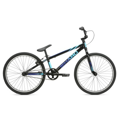 Bicicleta BMX preta e azul HARO vista de lado