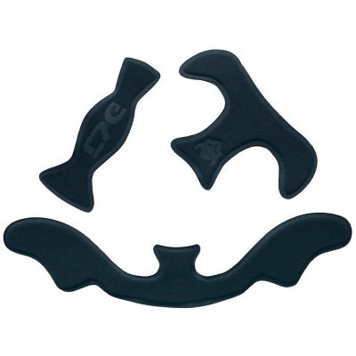 Três almofadas de espuma pretas com diferentes formas curvas