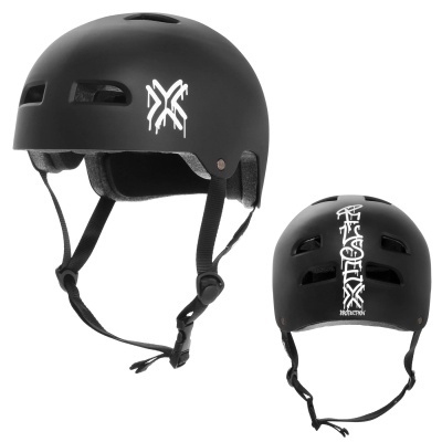 Capacete preto fosco com logotipo branco e texto HEXAGON