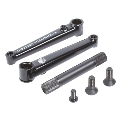 Conjunto de manivelas pretas para bicicleta com parafusos e eixo