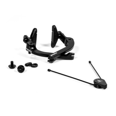 Conjunto de travões de bicicleta preto com parafusos e alavanca de comando