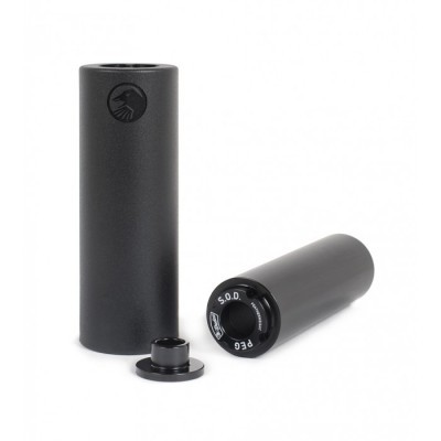 pegs pretos cilíndricos para skate com logótipo de pá