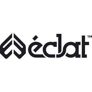 Logótipo preto com palavra éclat e símbolo abstrato