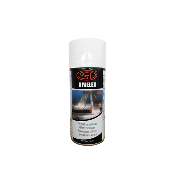 Spray branco em lata metálica com rótulo preto e texto RIVELEX