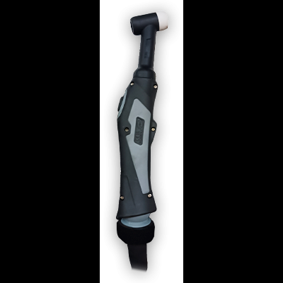 Dispositivo portátil preto e cinza com botão e textura de borracha