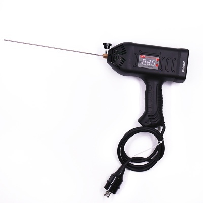 Dispositivo elétrico com visor digital e cabo preto