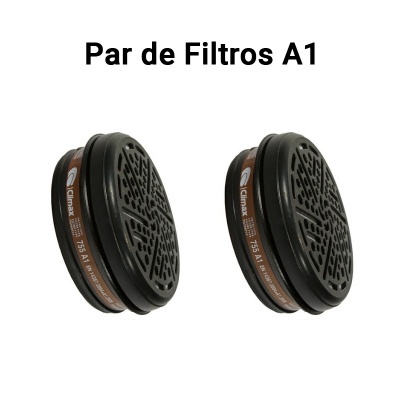 Par de filtros A1 pretos com etiquetas marrons e texto acima