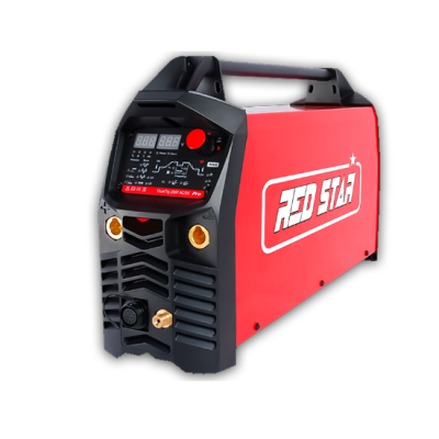 Soldador portátil vermelho e preto com painel digital e logótipo RED STAR