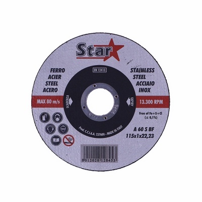 Disco de corte para metal Star com detalhes em vermelho e preto